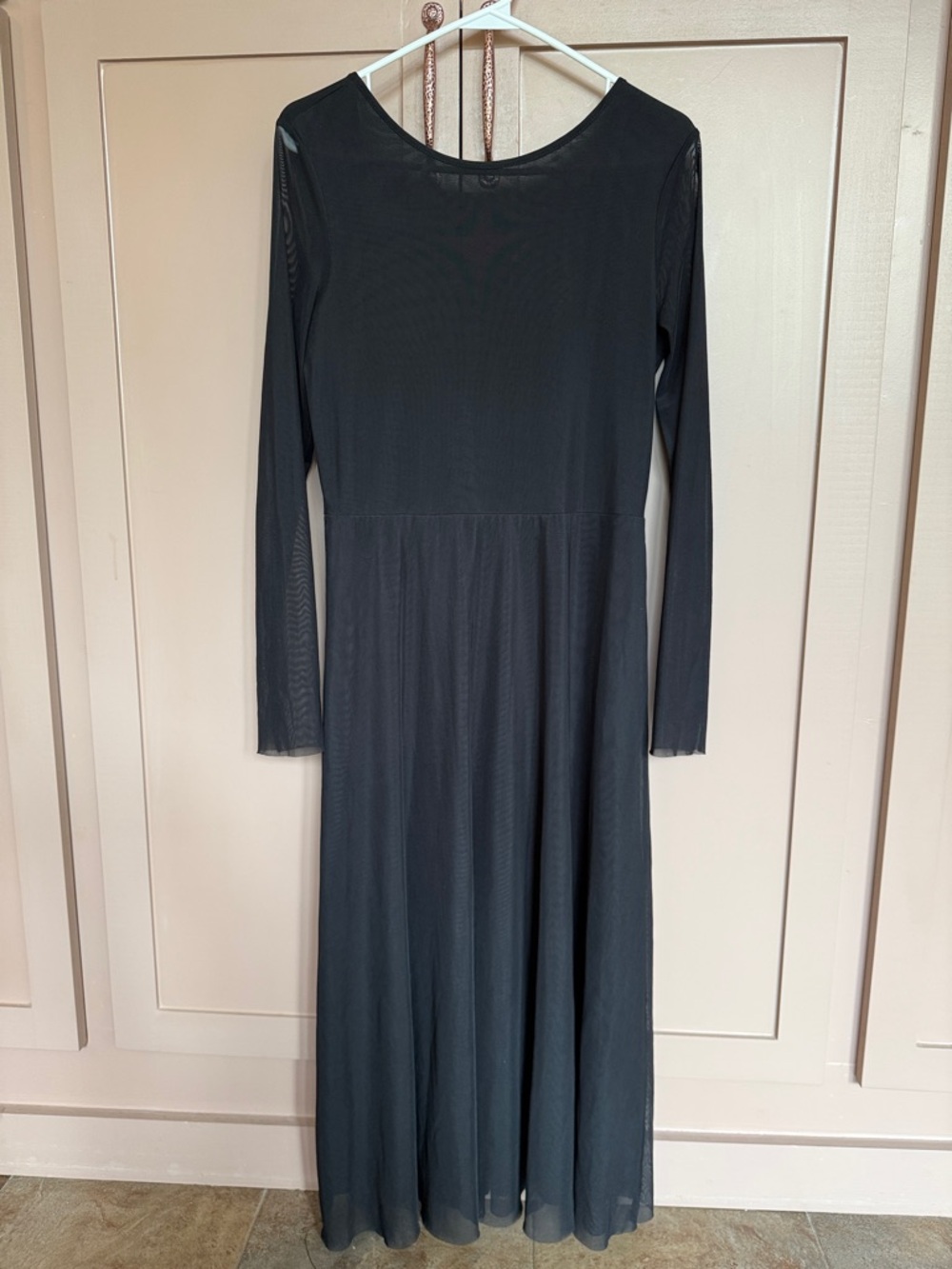 H&M Black Long Sleeve Mesh Maxi Dress